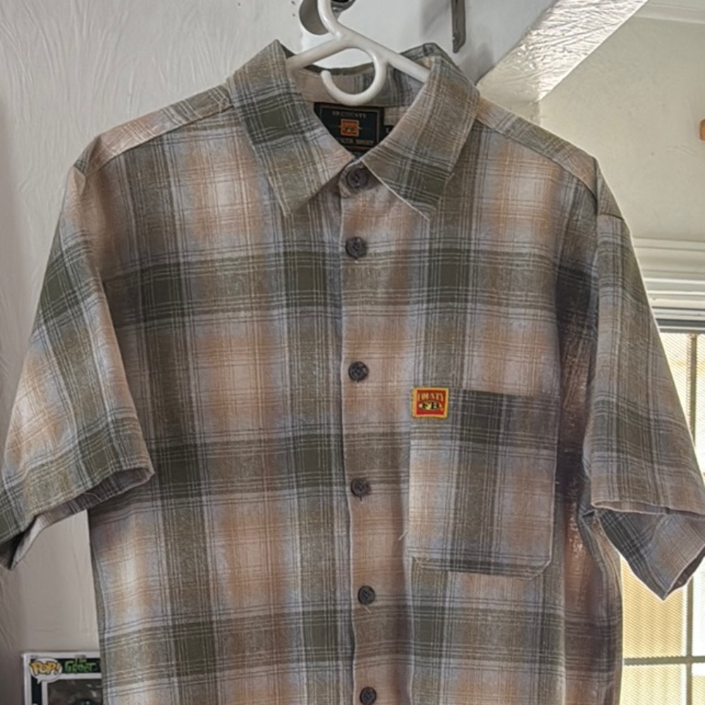 Casual Green and Brown Button Down Shirt